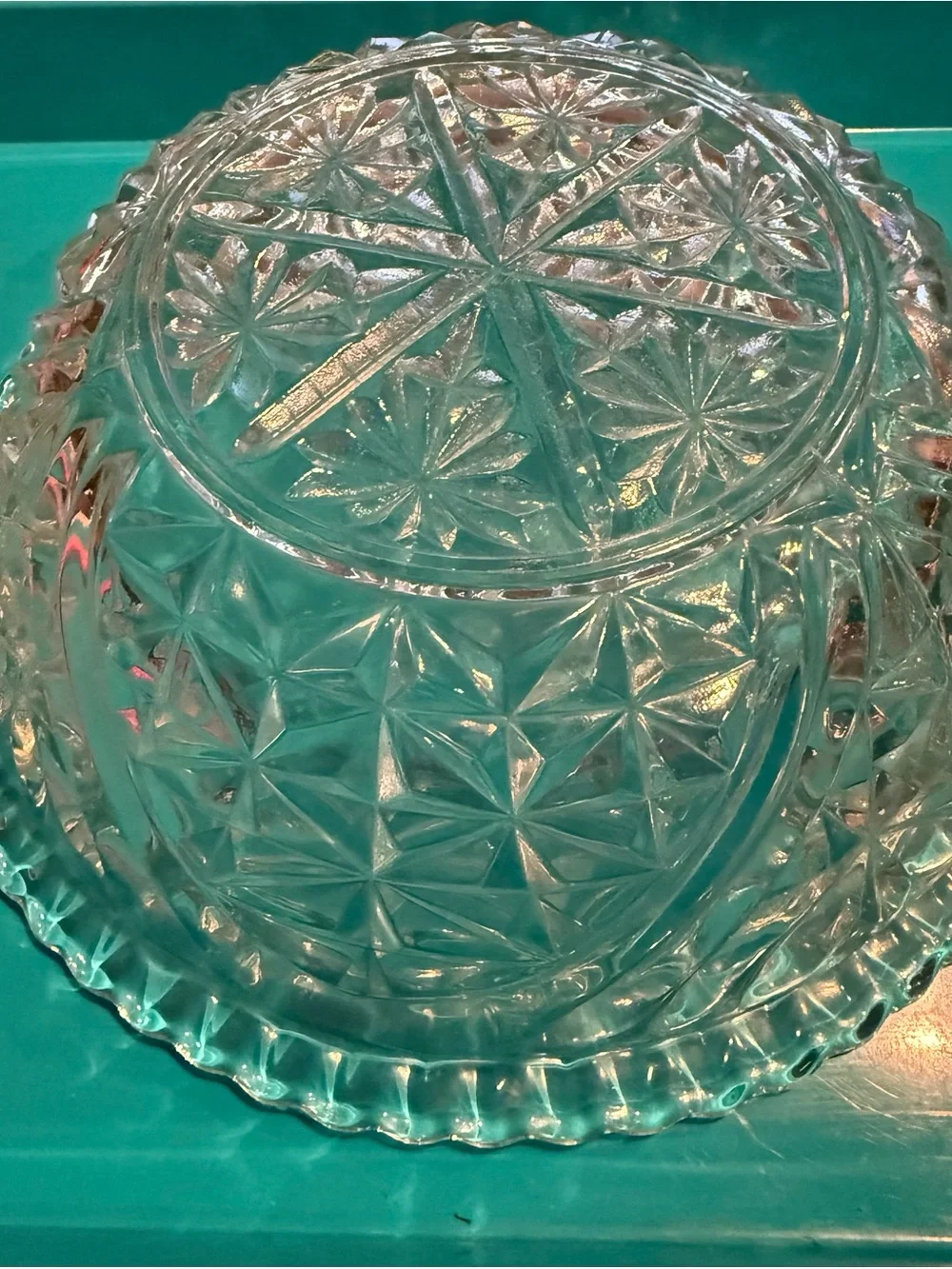 Vintage Anchor Hocking Star & Bars Large Serving Bowl. 10 1/4”. Heavy